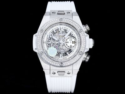 ZF Factory Hublot BigBang Silver steel case with White diamonds Watch